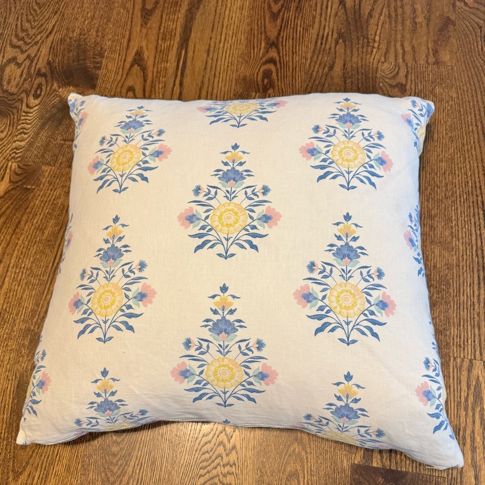 Caitlin Wilson Celeste Block Print Linen 24x24 Pillow Cover (TWO)